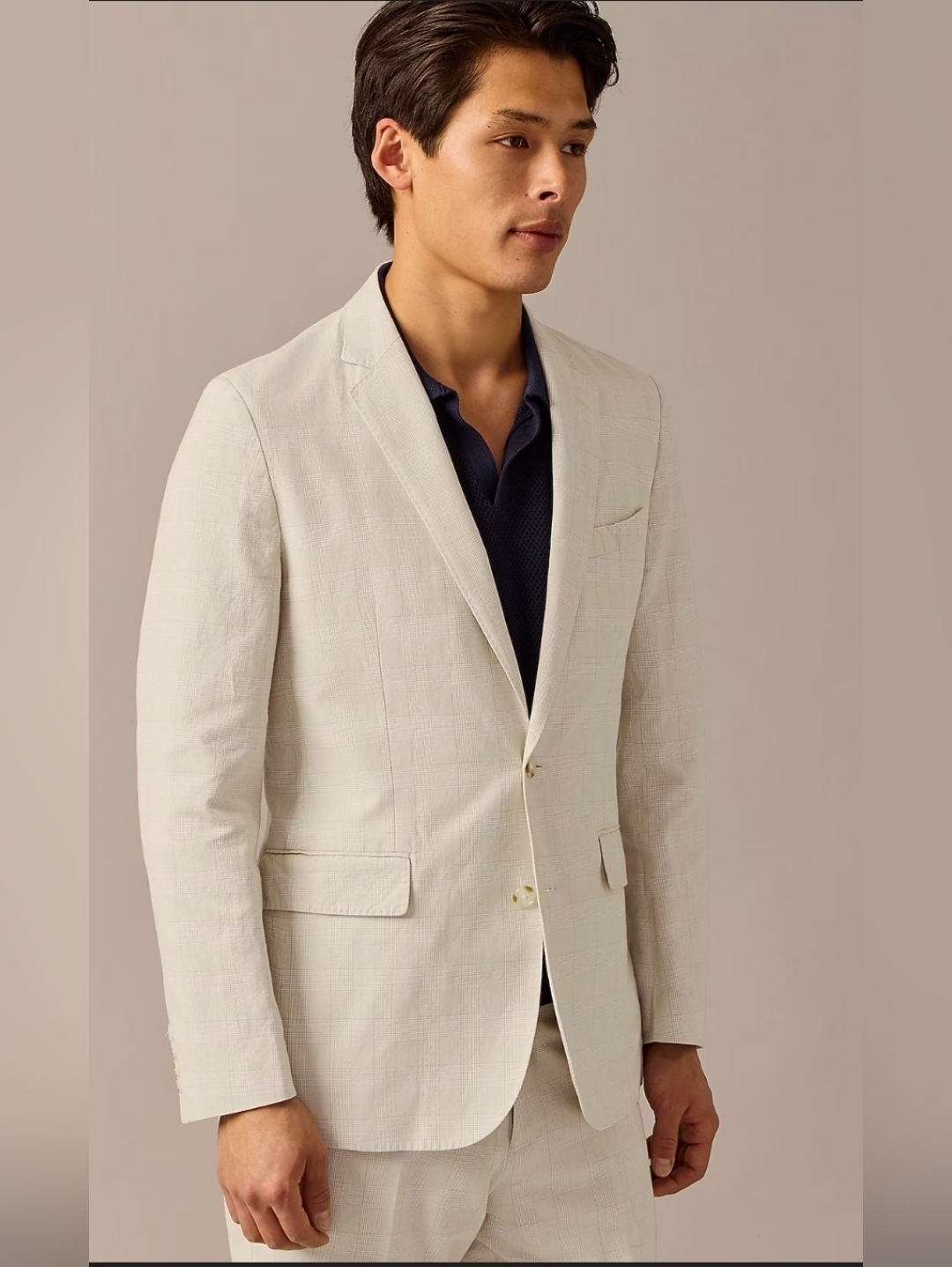 J.Crew Cream Irish Cotton-Linen Blend Ludlow Unstructured Suit Jacket Size 42r